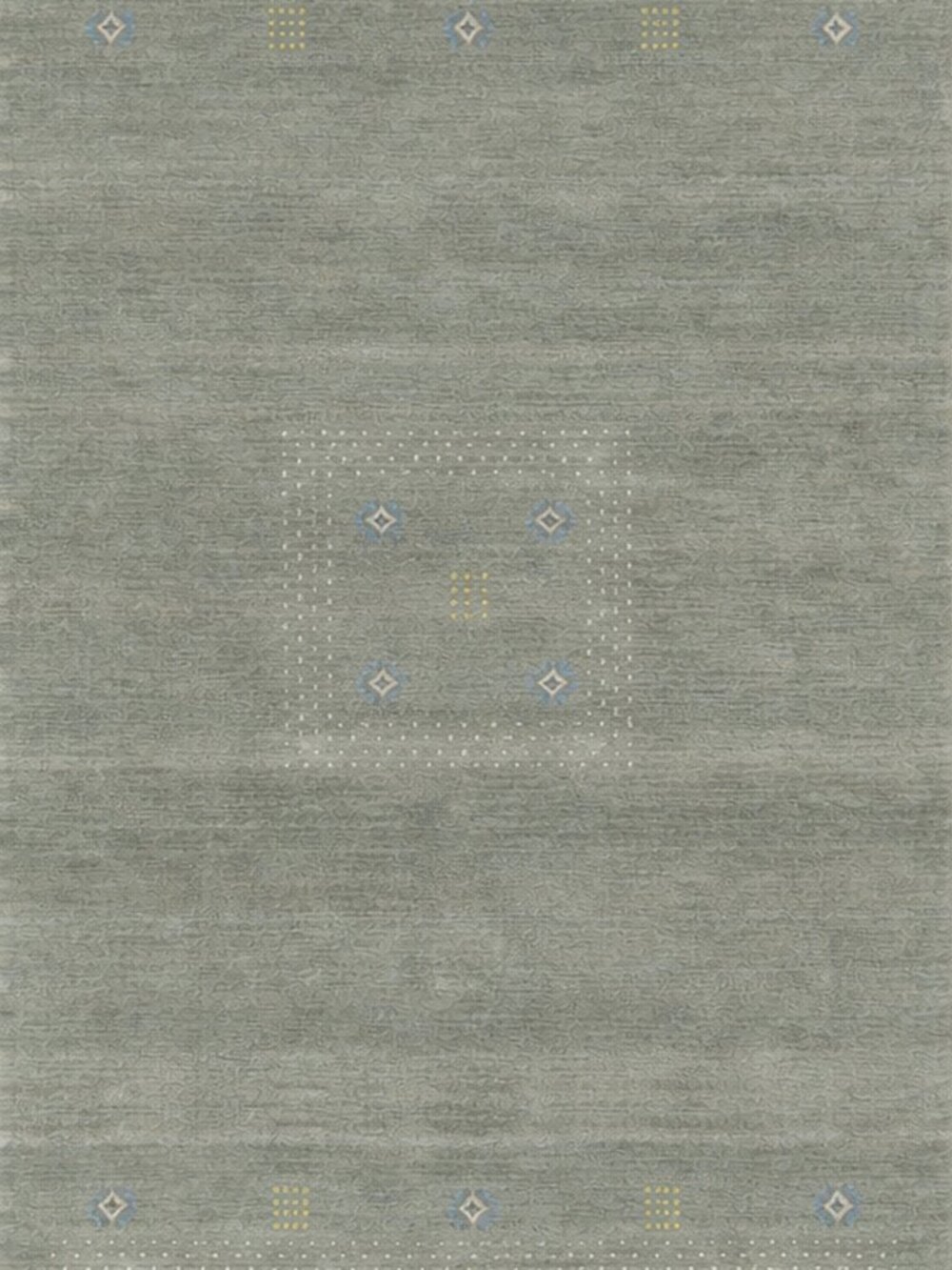 Gray Green Gabbeh Wool Area Rug 4' x 6' Handmade Tribal Minimal
